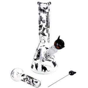 Pulsar Superstitious Kitty GLOW Glass Herb Pipe Duo
